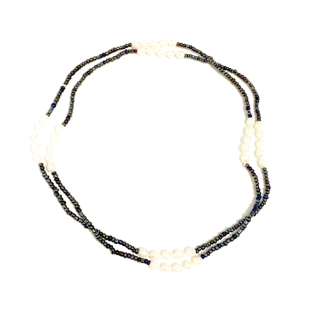 Real Freshwater pearl & earth tone beaded necklace